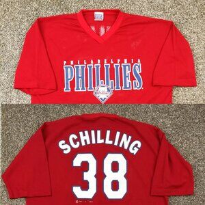 Vintage 1990 Philadelphia Phillies Curt Schilling Jersey Sport Attack Mens XL